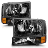 ANZO 2000-2004 Ford Excursion Crystal Headlights Black ANZO Headlights  AXOPROS