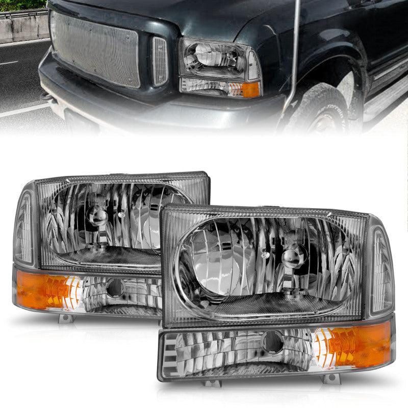 ANZO 2000-2004 Ford Excursion Crystal Headlights Chrome w/ Corner Lights 2pc ANZO Headlights  AXOPROS