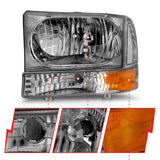 ANZO 2000-2004 Ford Excursion Crystal Headlights Chrome w/ Corner Lights 2pc ANZO Headlights  AXOPROS