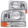 ANZO 2000-2004 Ford Excursion Crystal Headlights Chrome w/ Corner Lights 2pc ANZO Headlights  AXOPROS