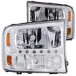 ANZO 2000-2004 Ford Excursion Crystal Headlights Chrome w/ LED 1pc ANZO Headlights  AXOPROS