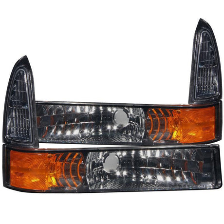 ANZO 2000-2004 Ford Excursion Euro Parking Lights Smoke w/ Amber Reflector ANZO Lights Corner  AXOPROS