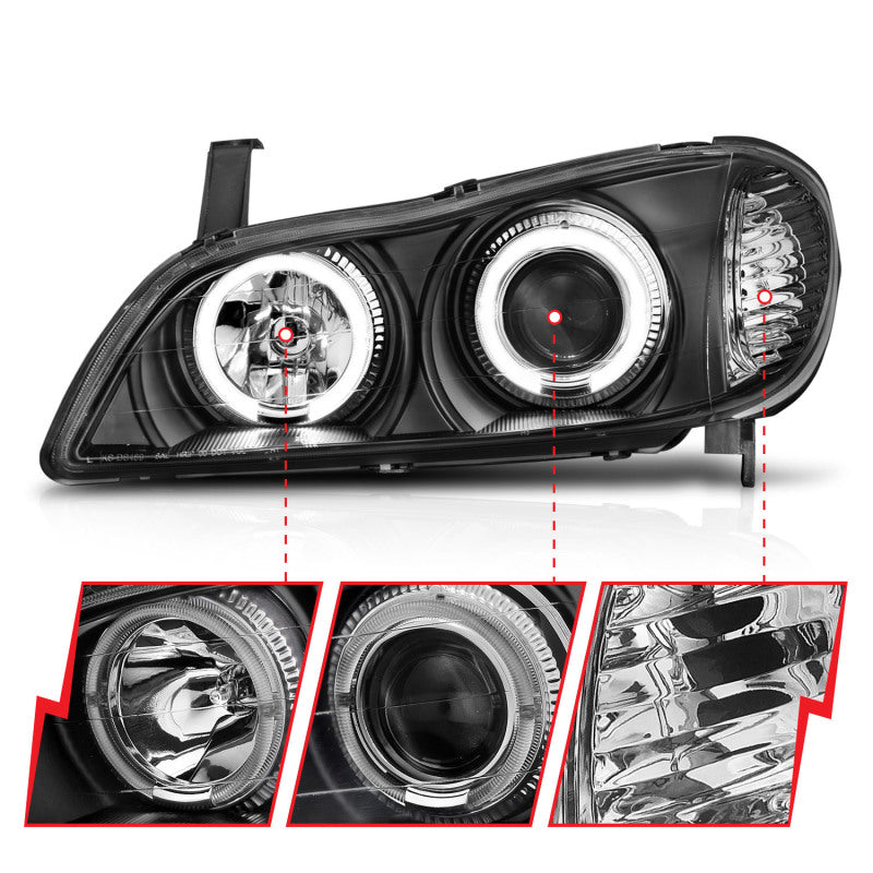 ANZO 2000-2004 Infiniti I30 Projector Headlights w/ Halo Black ANZO Headlights  AXOPROS