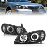 ANZO 2000-2004 Infiniti I30 Projector Headlights w/ Halo Black ANZO Headlights  AXOPROS