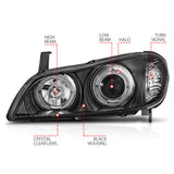ANZO 2000-2004 Infiniti I30 Projector Headlights w/ Halo Black ANZO Headlights  AXOPROS
