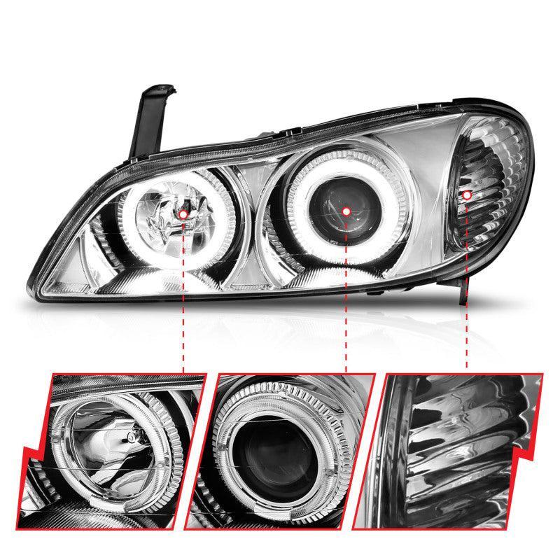ANZO 2000-2004 Infiniti I30 Projector Headlights w/ Halo Chrome ANZO Headlights  AXOPROS