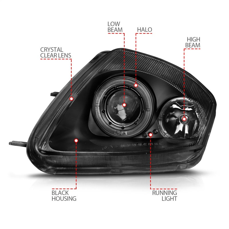 ANZO 2000-2005 Mitsubishi Eclipse Projector Headlights w/ Halo Black ANZO Headlights  AXOPROS