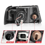 ANZO 2001-2011 Ford Ranger Crystal Headlights w/ Light Bar Black Housing ANZO Headlights  AXOPROS