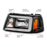 ANZO 2001-2011 Ford Ranger Crystal Headlights w/ Light Bar Black Housing ANZO Headlights  AXOPROS