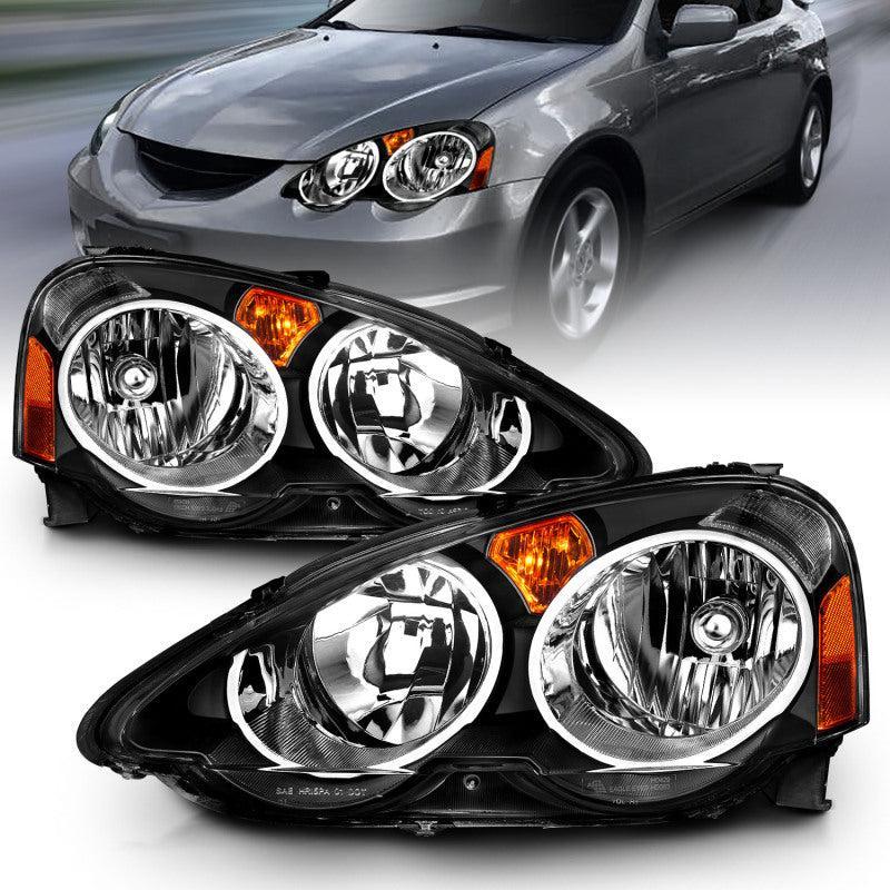 ANZO 2002-2004 Acura Rsx Crystal Headlights Black ANZO Headlights  AXOPROS