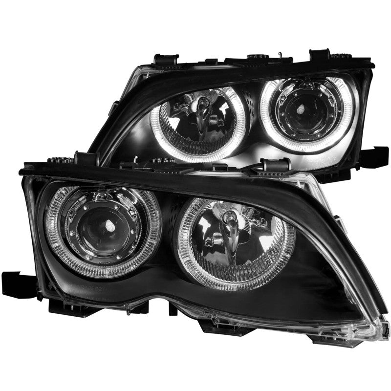 ANZO 2002-2005 BMW 3 Series E46 Projector Headlights w/ Halo Black ANZO Headlights  AXOPROS