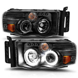 ANZO 2002-2005 Dodge Ram 1500 Projector Headlights w/ Halo Black Clear Amber ANZO Headlights  AXOPROS