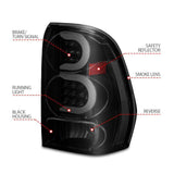 ANZO 2002-2009 Chevrolet Trailblazer LED Tail Lights w/ Light Bar Black Housing Smoke Lens ANZO Tail Lights  AXOPROS