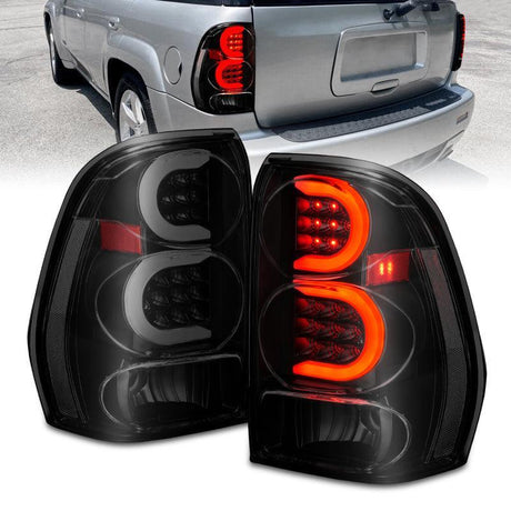 ANZO 2002-2009 Chevrolet Trailblazer LED Tail Lights w/ Light Bar Black Housing Smoke Lens ANZO Tail Lights  AXOPROS