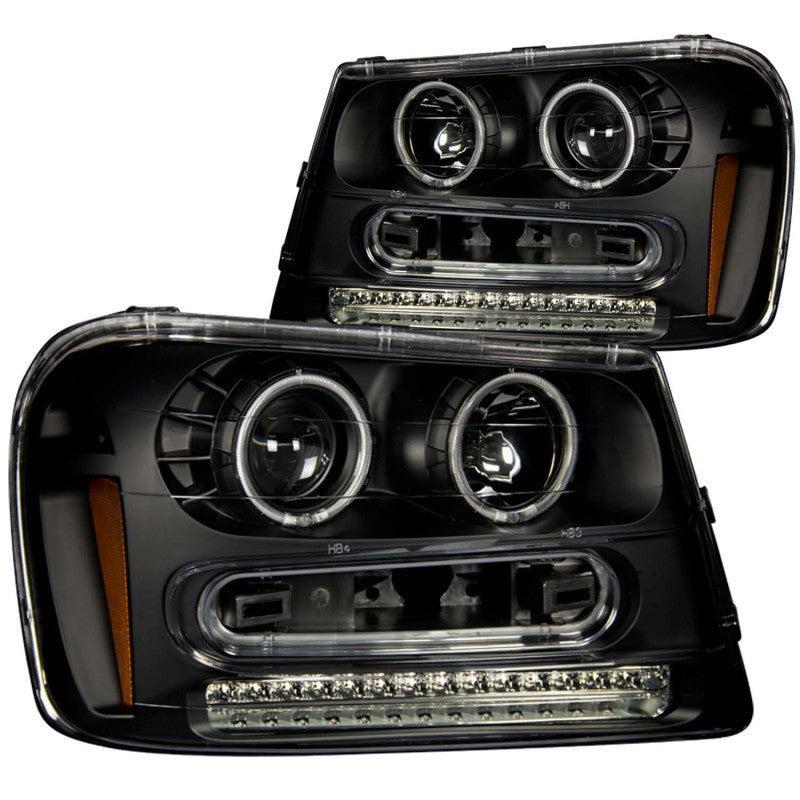 ANZO 2002-2009 Chevrolet Trailblazer Projector Headlights w/ Halo Black ANZO Headlights  AXOPROS