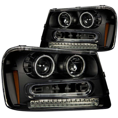 ANZO 2002-2009 Chevrolet Trailblazer Projector Headlights w/ Halo Black ANZO Headlights  AXOPROS