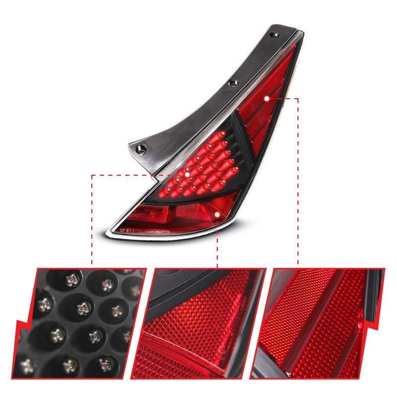 ANZO 2003-2005 Nissan 350Z LED Taillights Black ANZO Tail Lights  AXOPROS