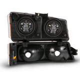 ANZO 2003-2006 Chevy Silverado Crystal Headlight w/ Signal Light Black Amber (4 pcs) ANZO Headlights  AXOPROS