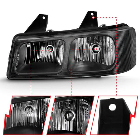 ANZO 2003-2017 Chevy Express Crystal Headlight Black ANZO Headlights  AXOPROS