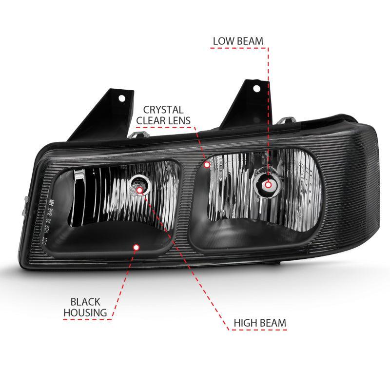 ANZO 2003-2017 Chevy Express Crystal Headlight Black ANZO Headlights  AXOPROS