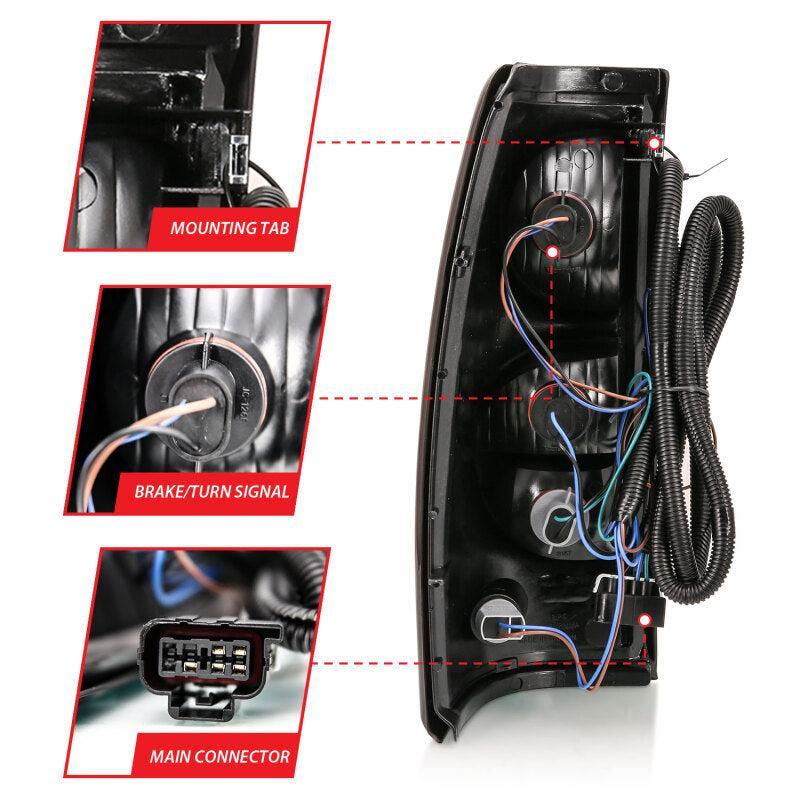 ANZO 2004-2007 Chevy Silverado Taillight Red/Clear Lens w/Black Trim (OE Replacement) ANZO Tail Lights  AXOPROS