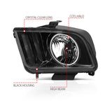 ANZO 2005-2009 Ford Mustang Crystal Headlights w/ Halo Black (CCFL) ANZO Headlights  AXOPROS