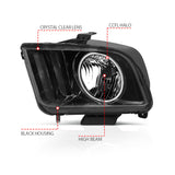 ANZO 2005-2009 Ford Mustang Crystal Headlights w/ Halo Black (CCFL) ANZO Headlights  AXOPROS