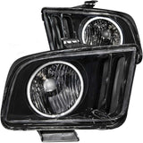ANZO 2005-2009 Ford Mustang Crystal Headlights w/ Halo Black (CCFL) ANZO Headlights  AXOPROS