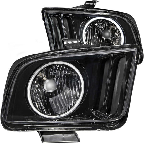 ANZO 2005-2009 Ford Mustang Crystal Headlights w/ Halo Black (CCFL) ANZO Headlights  AXOPROS