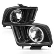 ANZO 2005-2009 Ford Mustang Crystal Headlights w/ Halo Black (CCFL) ANZO Headlights  AXOPROS