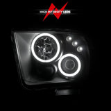 ANZO 2005-2009 Ford Mustang Projector Headlights w/ Halo Black ANZO Headlights  AXOPROS