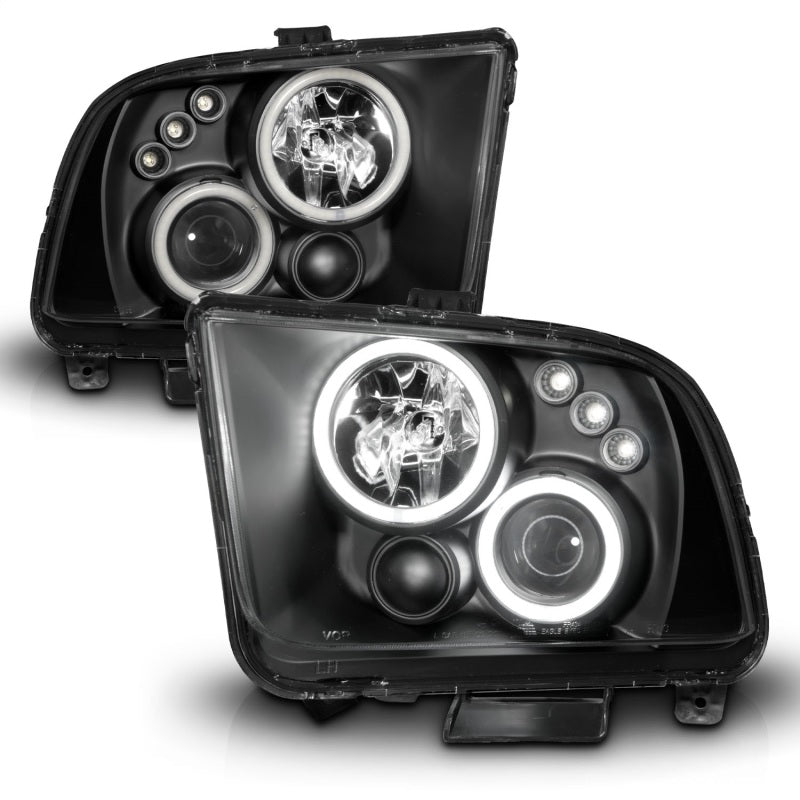ANZO 2005-2009 Ford Mustang Projector Headlights w/ Halo Black ANZO Headlights  AXOPROS