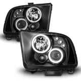 ANZO 2005-2009 Ford Mustang Projector Headlights w/ Halo Black ANZO Headlights  AXOPROS