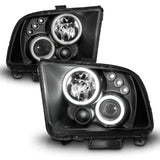 ANZO 2005-2009 Ford Mustang Projector Headlights w/ Halo Black ANZO Headlights  AXOPROS