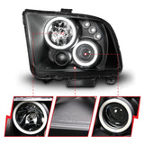 ANZO 2005-2009 Ford Mustang Projector Headlights w/ Halo Black ANZO Headlights  AXOPROS