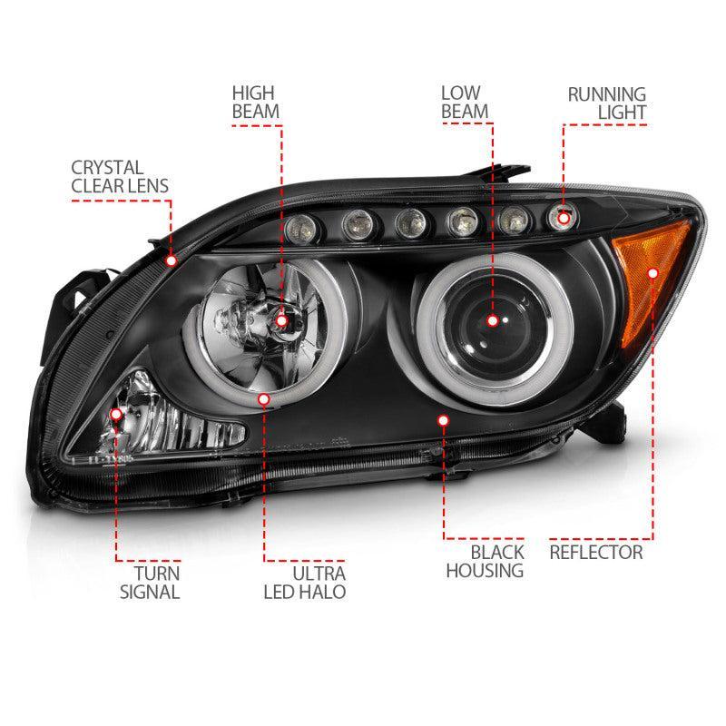 ANZO 2005-2010 Scion Tc Projector Headlights w/ Halo Black (CCFL) ANZO Headlights  AXOPROS