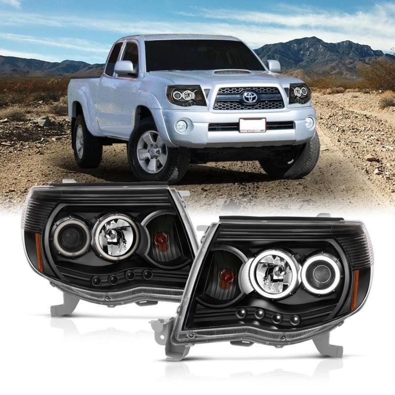 ANZO 2005-2011 Toyota Tacoma Projector Headlights w/ Halo Black ANZO Headlights  AXOPROS