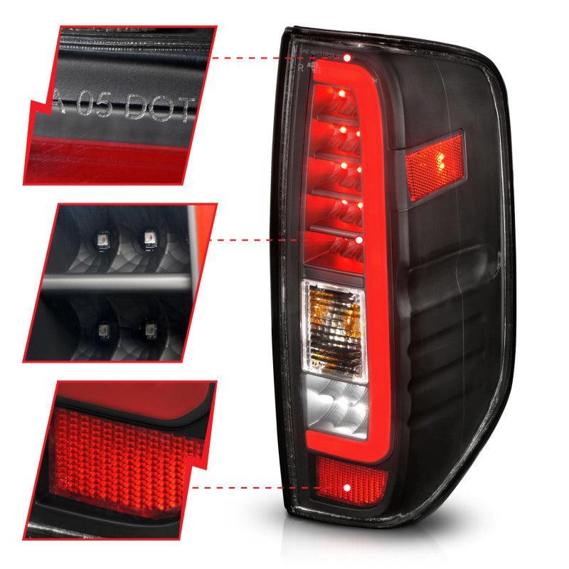 ANZO 2005-2021 Nissan Frontier LED Taillights Black Housing/Clear Lens ANZO Tail Lights  AXOPROS