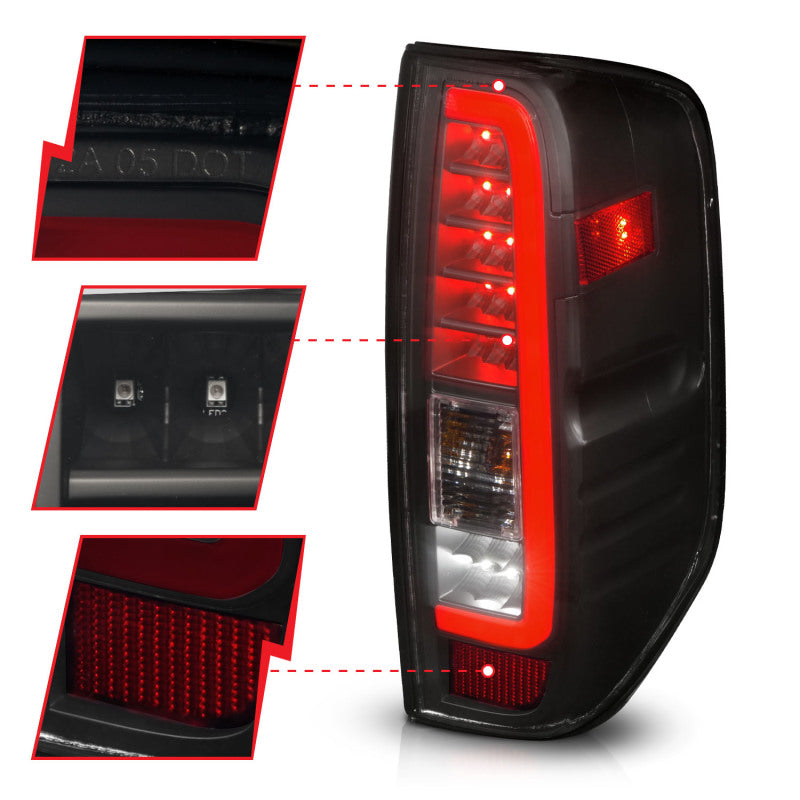 ANZO 2005-2021 Nissan Frontier LED Taillights Black Housing/Smoke Lens ANZO Tail Lights  AXOPROS