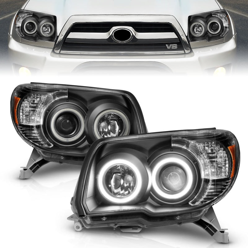 ANZO 2006-2009 Toyota 4Runner Projector Headlights w/ Halo Black ANZO Headlights  AXOPROS