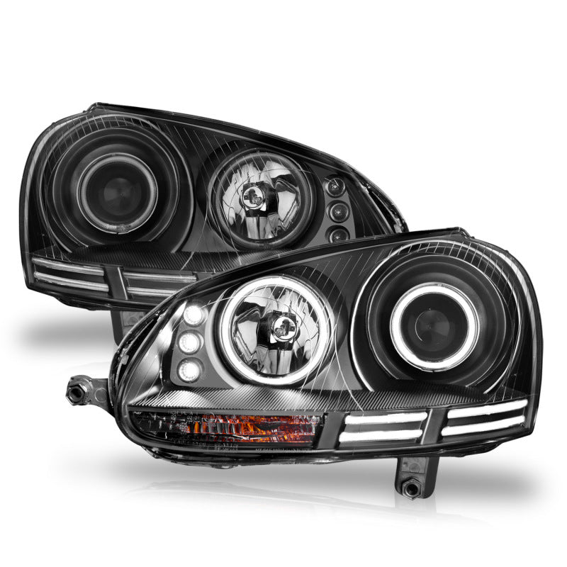 ANZO 2006-2009 Volkswagen Rabbit Projector Headlights w/ Halo Black (CCFL) ANZO Headlights  AXOPROS
