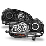 ANZO 2006-2009 Volkswagen Rabbit Projector Headlights w/ Halo Black (CCFL) ANZO Headlights  AXOPROS