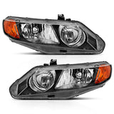 ANZO 2006-2011 Honda Civic 4 Door Crystal Headlight Black Amber (OE Replacement) ANZO Headlights  AXOPROS
