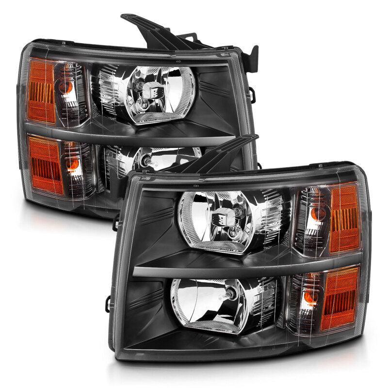 ANZO 2007-2013 Chevrolet Silverado Crystal Headlights Black ANZO Headlights  AXOPROS
