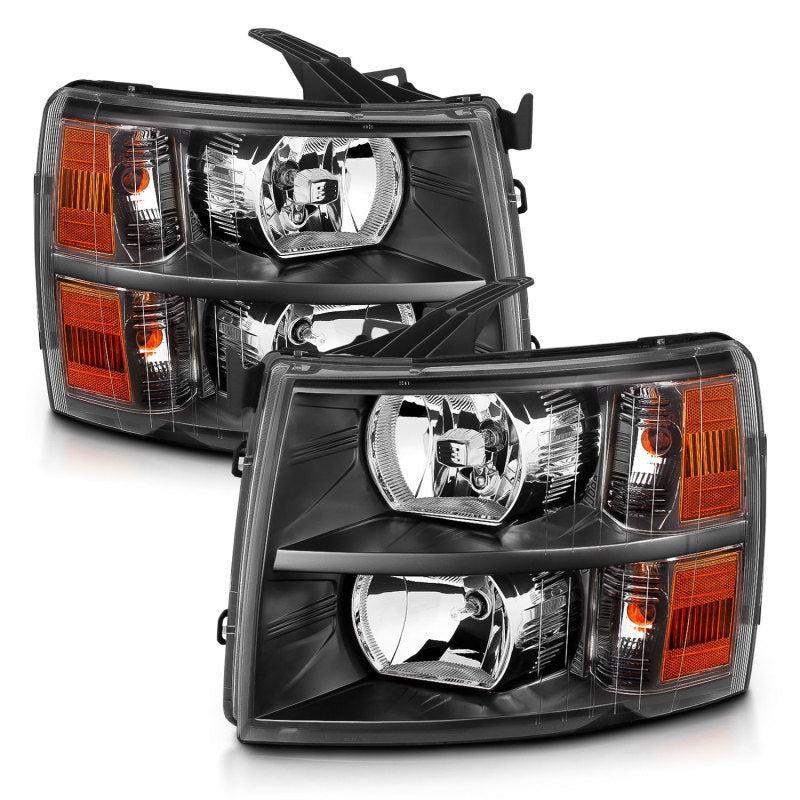 ANZO 2007-2013 Chevrolet Silverado Crystal Headlights Black ANZO Headlights  AXOPROS