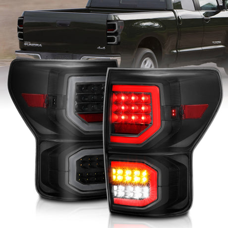 ANZO 2007-2013 Toyota Tundra LED Taillights Plank Style Black w/Smoke Lens ANZO Tail Lights  AXOPROS
