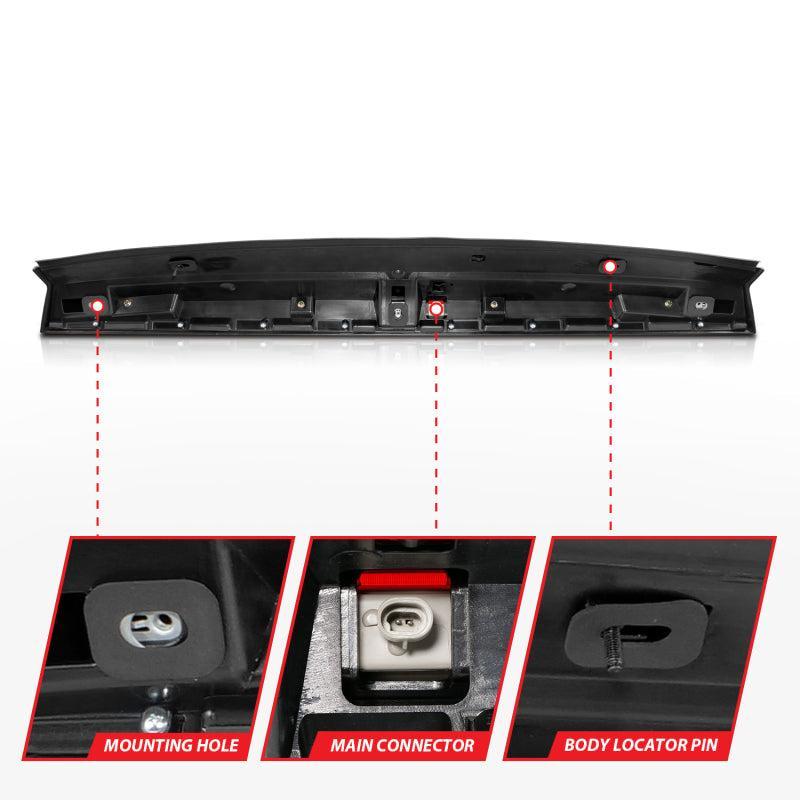 ANZO 2007-2014 Chevrolet Suburban 1500 LED 3rd Brake Light Black Housing Smoke Lens w/ Spoiler 1pc ANZO Lights Corner  AXOPROS