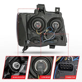 ANZO 2007-2014 Chevrolet Tahoe/Suburban Crystal Headlights Black ANZO Headlights  AXOPROS