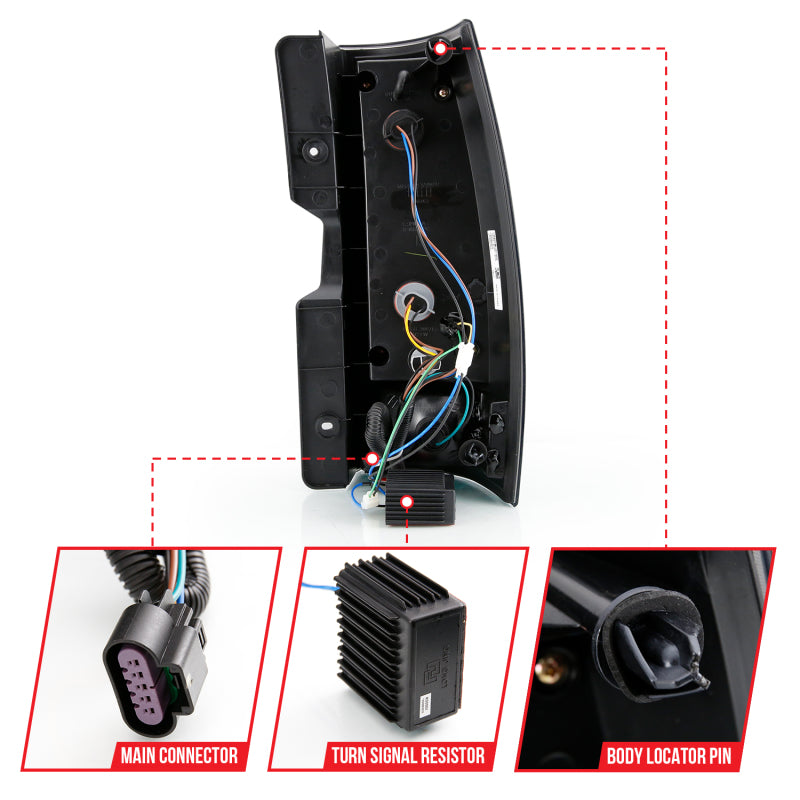 ANZO 2007-2014 Chevy Tahoe LED Taillight Plank Style Black w/Smoke Lens ANZO Tail Lights  AXOPROS