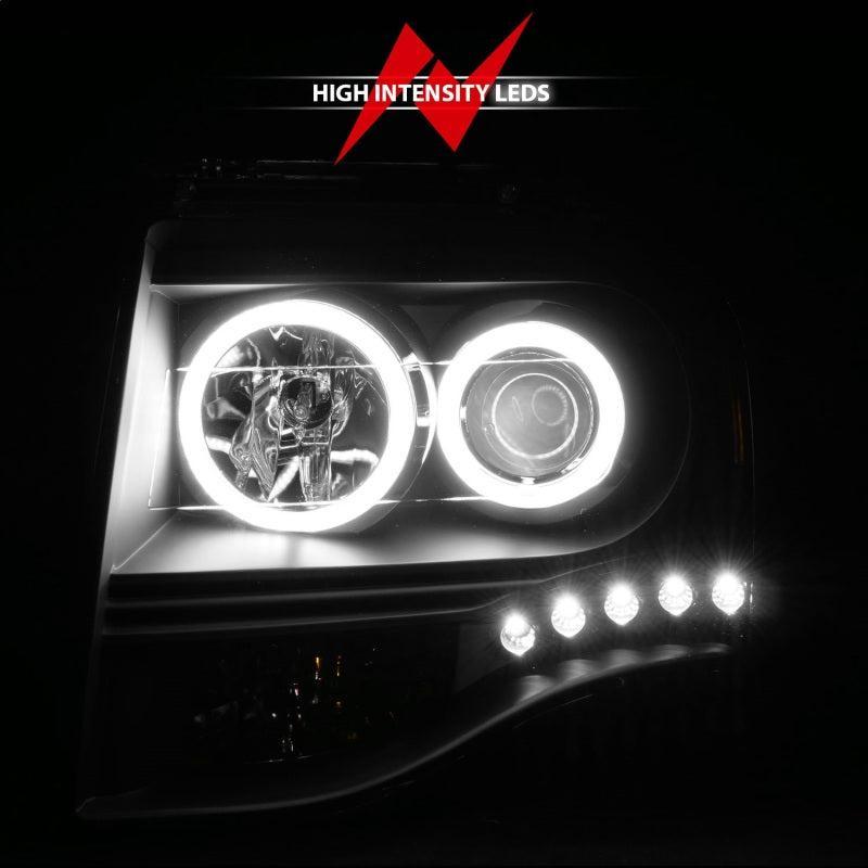 ANZO 2007-2014 Ford Expedition Projector Headlights w/ Halo Black ANZO Headlights  AXOPROS